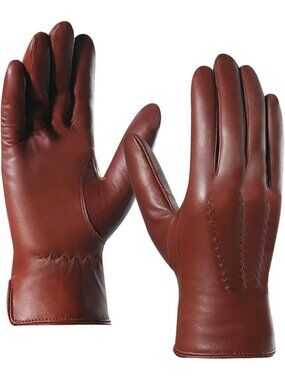 Men's Winter Leather Gloves, Sheepskin Driving Gloves, Cashmere Lined Warmth